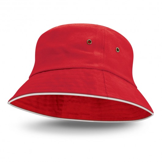 Red White Trim Bucket Hats